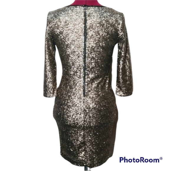 G By Guess New Gold Sequin Bodycon Christmas Holiday Mini Dress - Picture 3 of 8